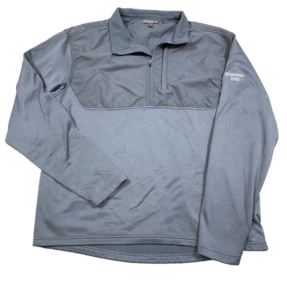 Peter Millar Sweater Men XL Gray Pullover Quarter‎ Half Zip Crown Sport Edgewood